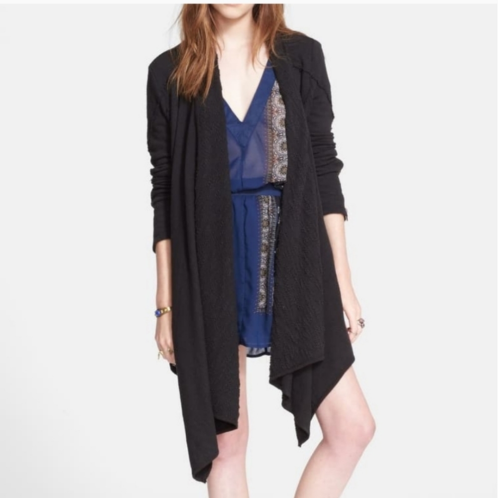 Free People In The Loop Zip Sleeves Cardigan Black Size Medium